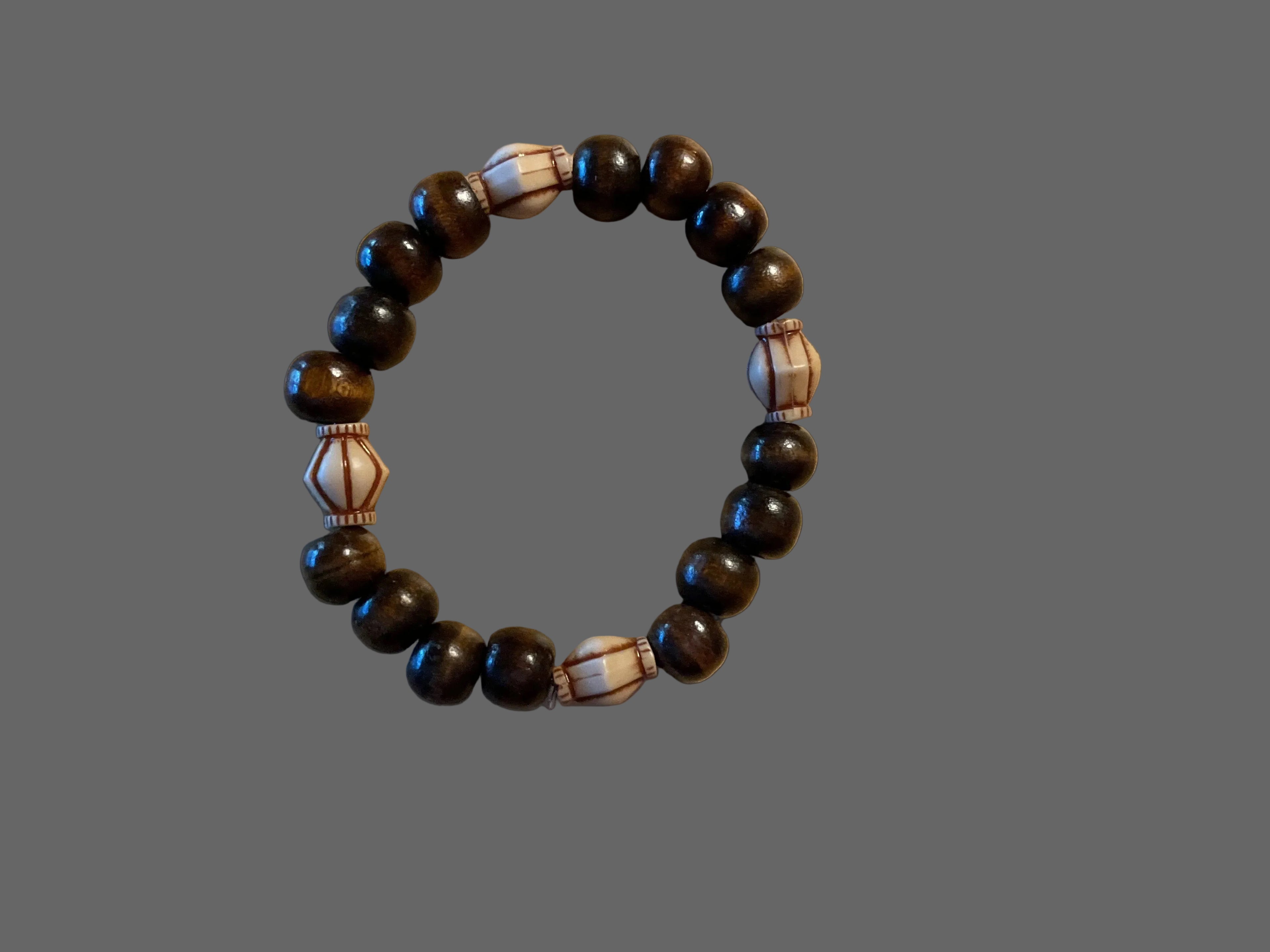 Dark Brown Wood Bead Slip-On Bracelet