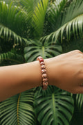 Red Round Wood Bead Slip-On Bracelet