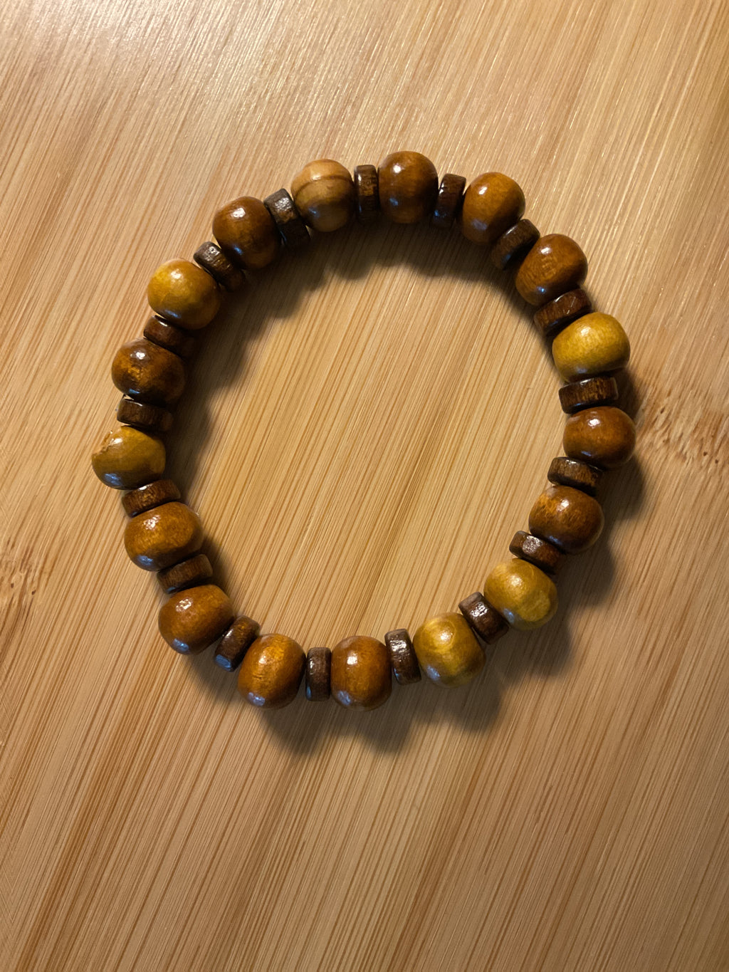 Light Brown Round Wood Bead Bracelet – Medium