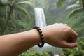 Dark Brown Round Bead Bracelet with Gold Color Spacers