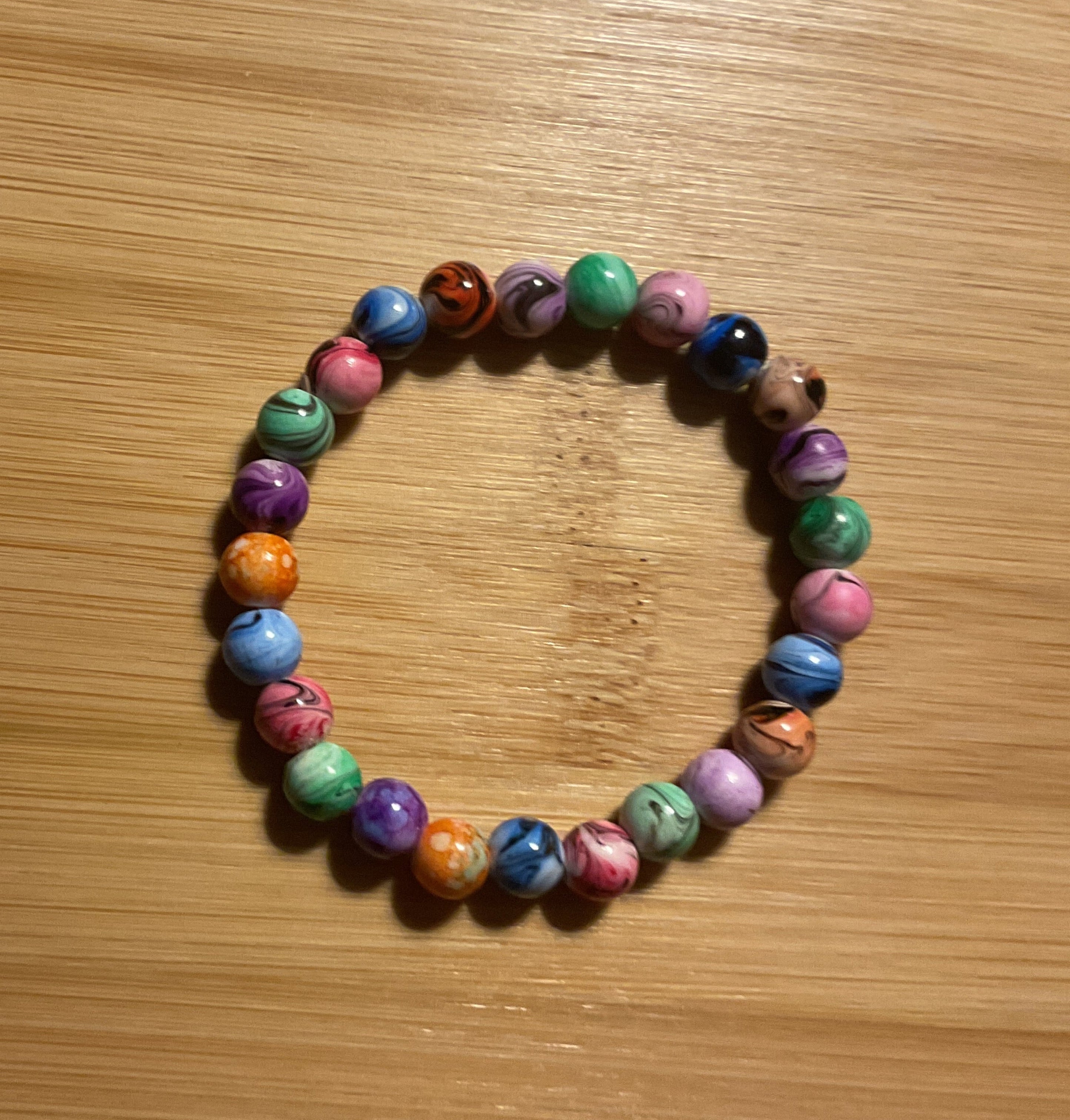 Multicolor Glass Beaded Slip-On Bracelet