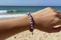 Purple & White Glass Beads Bracelet
