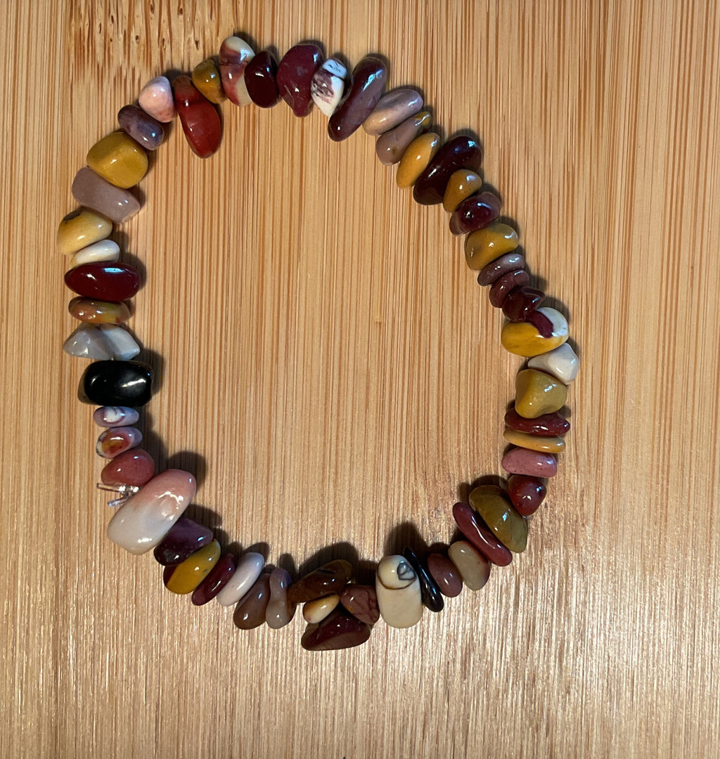 Multicolor Natural Polished Stone Chip Bracelet