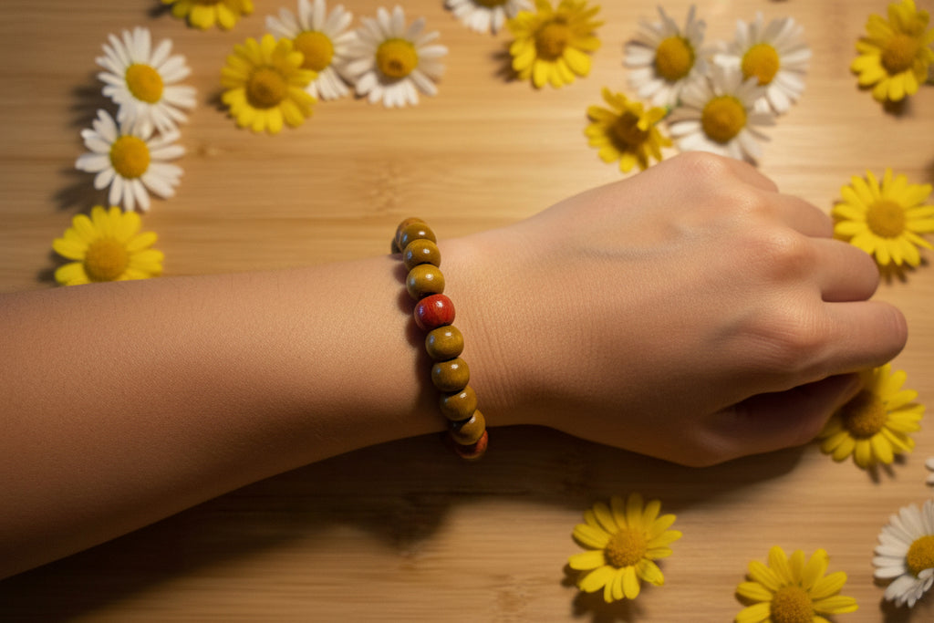 Light Brown Wood Bead Slip-On Bracelet