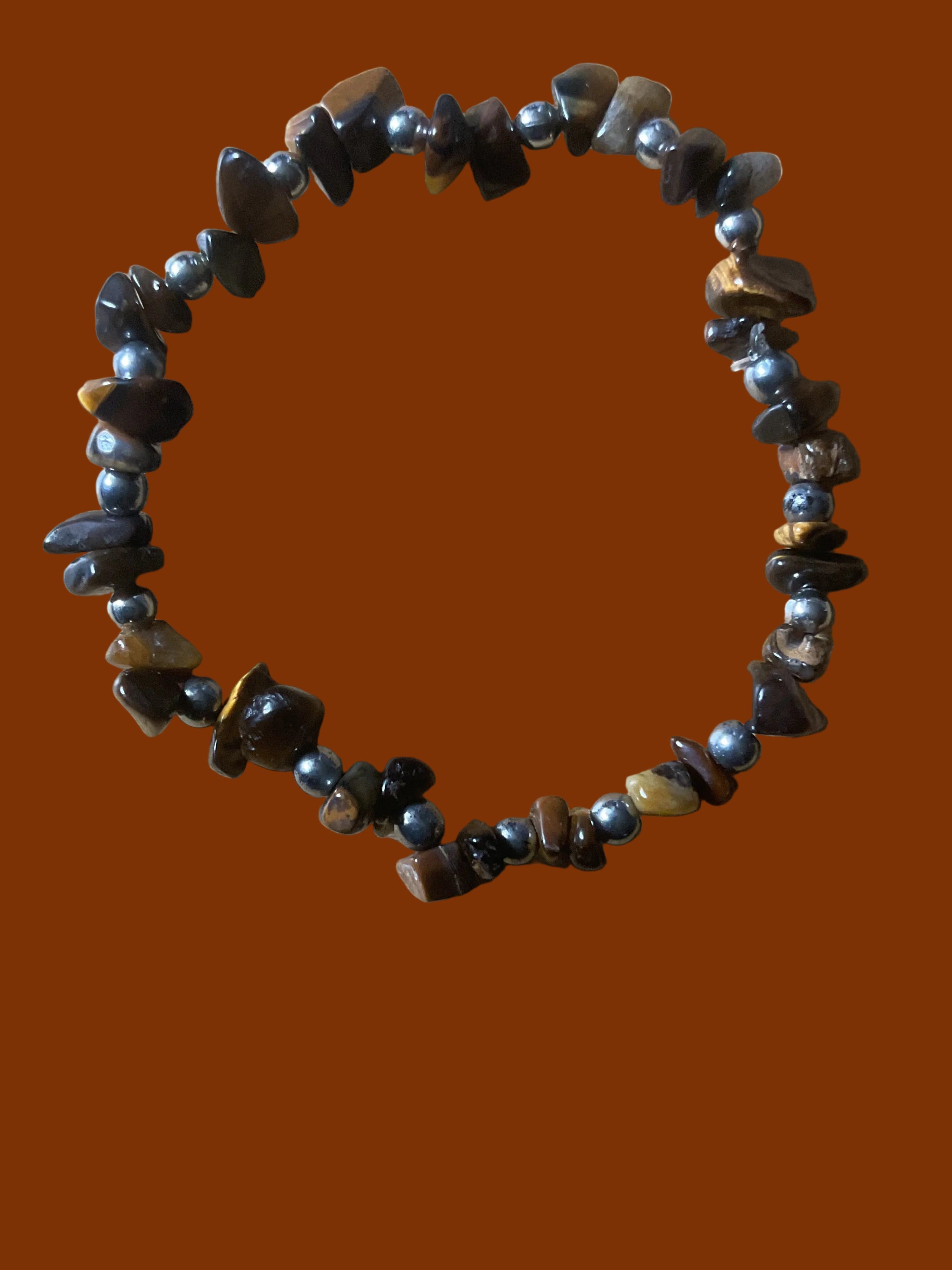 Brown Tiger Eye Stone Chip Bracelet