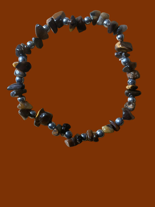 Brown Tiger Eye Stone Chip Bracelet