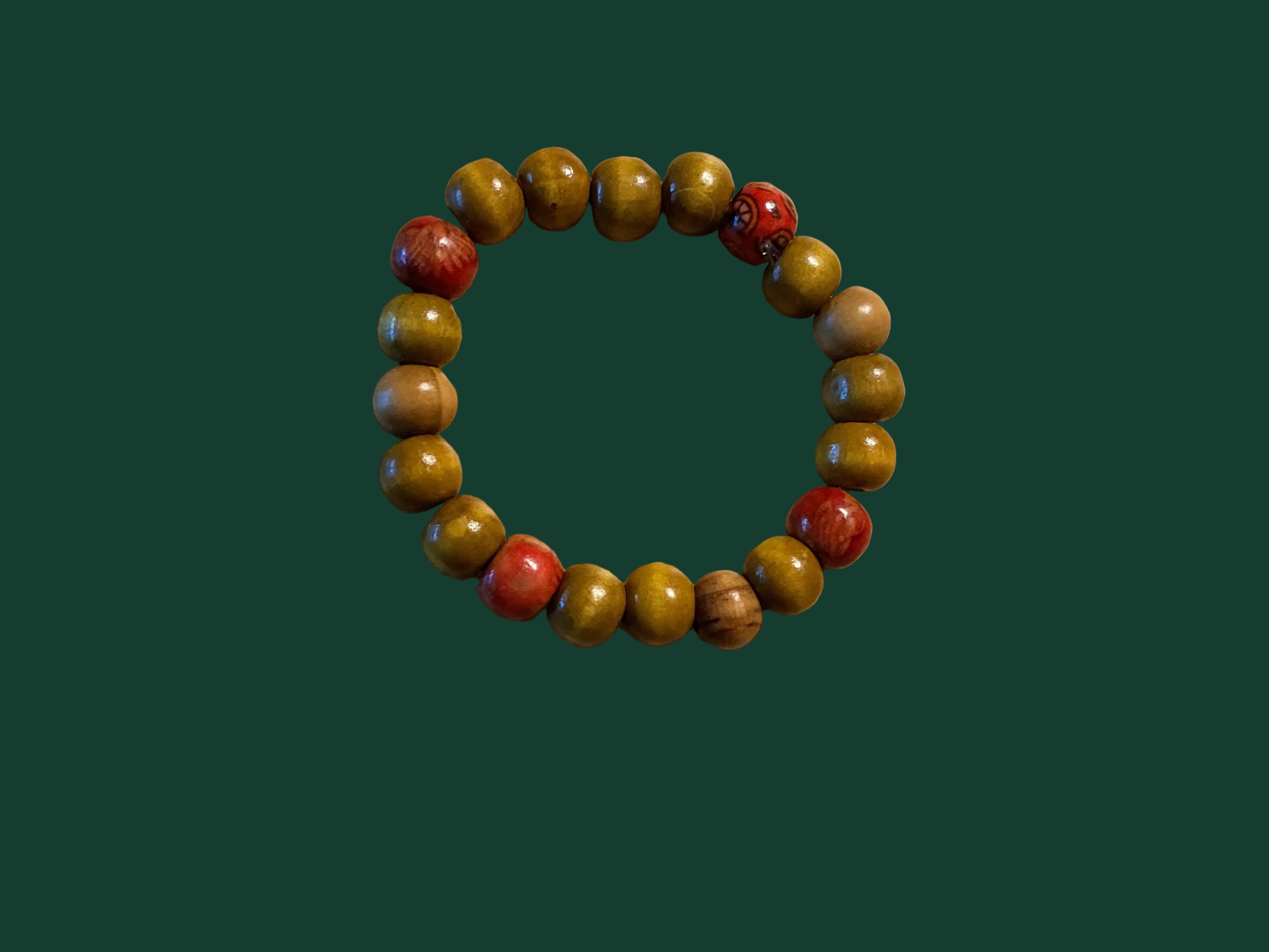 Light Brown Wood Bead Slip-On Bracelet
