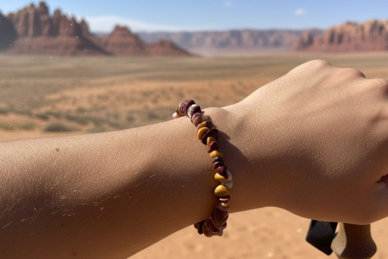 Multicolor Natural Polished Stone Chip Bracelet