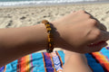 Light Brown Square Wood Bead & Bronze Spacer Bracelet