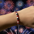 Red White and Blue Glass Beads Bracelet with Silver Star Charm