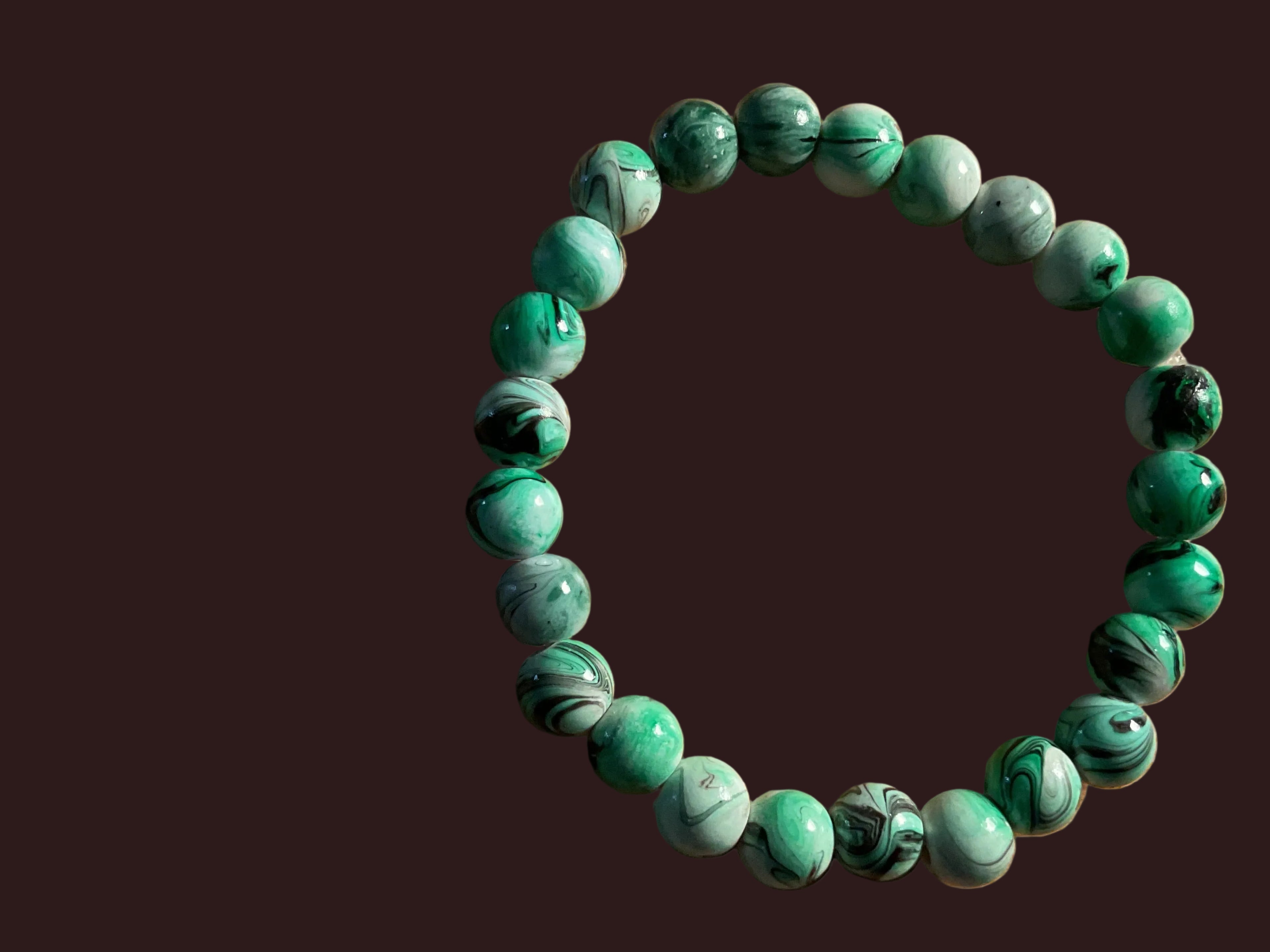 Green Glass Round Bead Bracelet